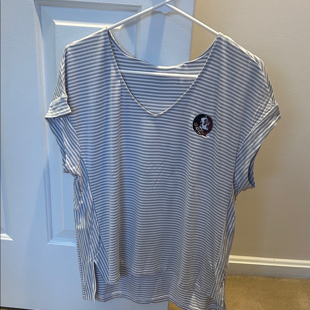 Tommy Bahama FSU logo Blue and White Striped Women's Tee